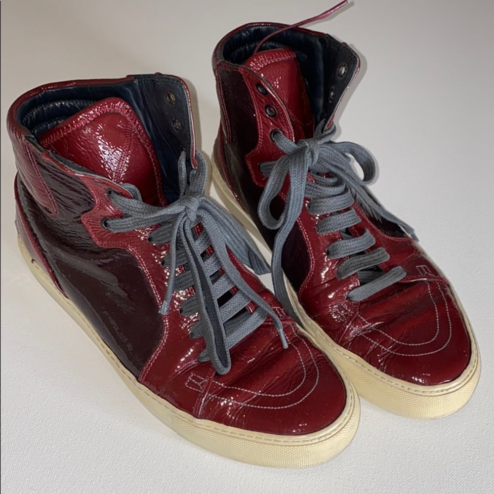 YSL patent leather red high tops. Size 41